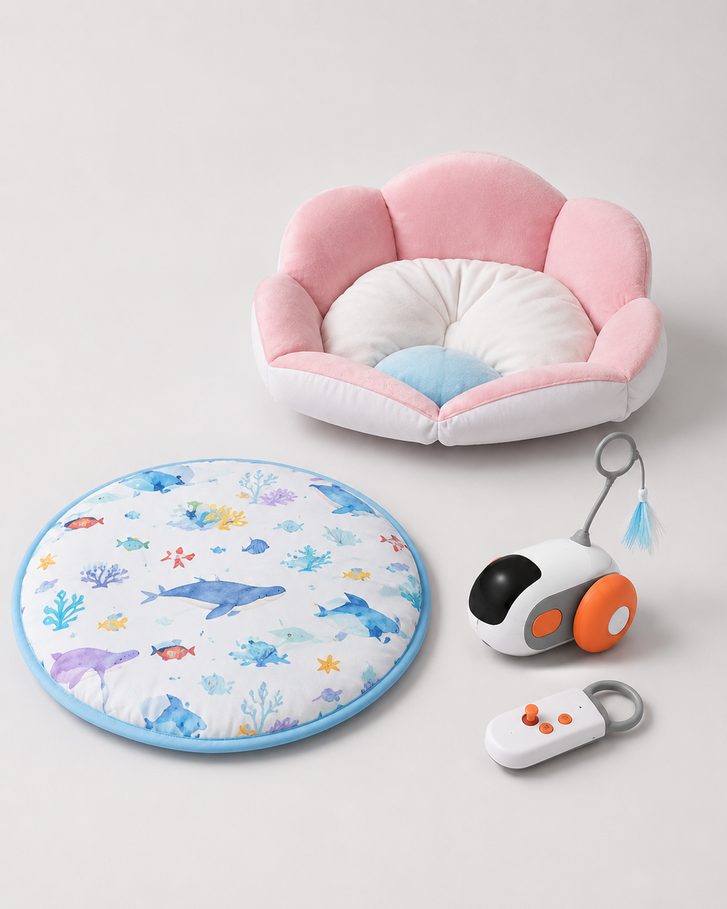 FurryLoversPet™ Cat Summer Fun Bundle | Cooling Mat + RC Car Toy + Cozy Bed